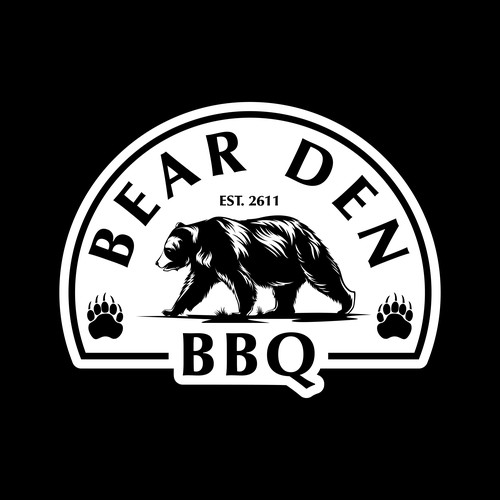 Bear paw logo with the title 'Bear Den BBQ'