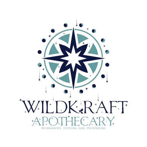 Magical logo with the title 'magical logo concept for WildKraft Apothecary'