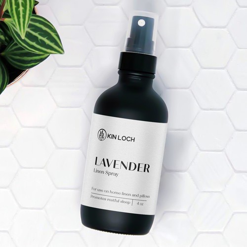 Spray label with the title 'Design concept for Linen spray'