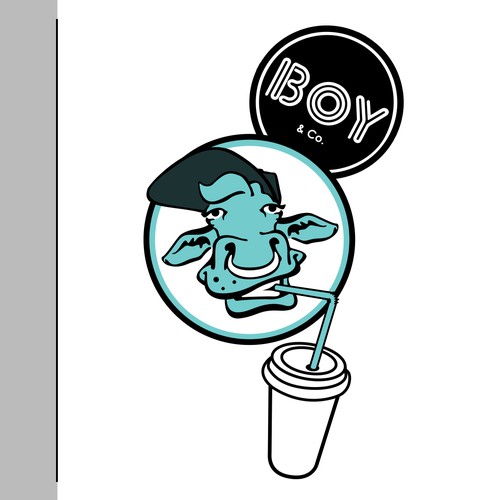 Sticker packaging with the title 'Cow character illustration'