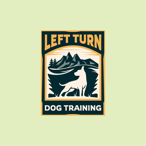 Digital art logo with the title 'LEFT TURN DOG TRAINING'