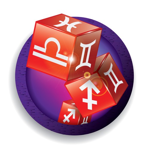Dice design with the title 'Icon for horoscope or zodiac application'