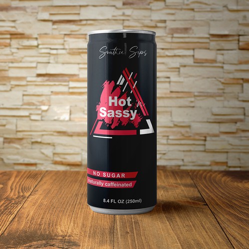 Luxurious label with the title 'Minimalist energy drink can design'