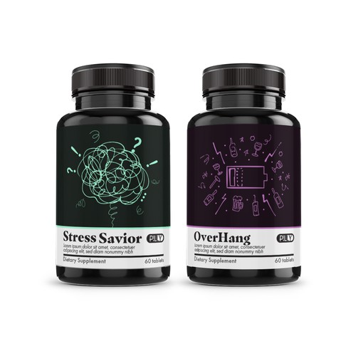 Freehand design with the title 'Dietary Supplement Label Design Targeted to Millenials'