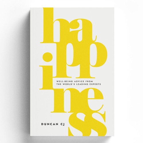 Typography book cover with the title 'Happiness'
