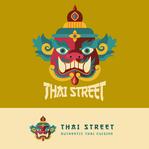Thai design with the title 'Vibrant Hip Thai Restaurant Logo'
