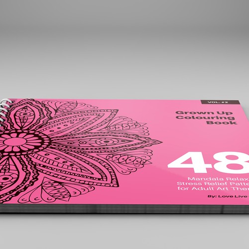 Photo book cover with the title 'Adult Mandala Colouring Book'