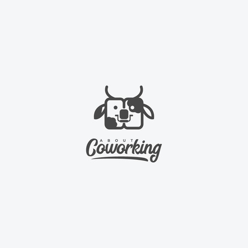 Coworking logo with the title 'cow work king'