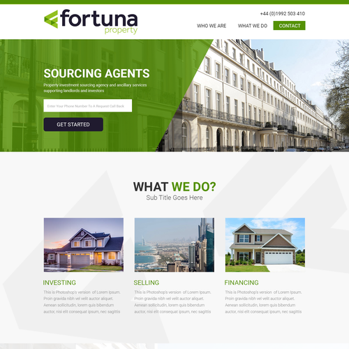 Theme design with the title 'London Based Property Business Website Design'