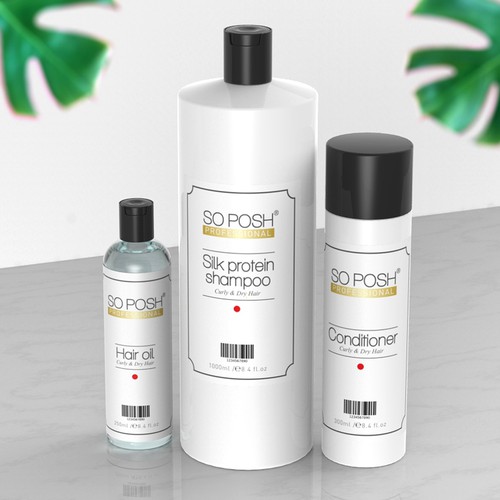 Professional packaging with the title 'Label for hair line products'