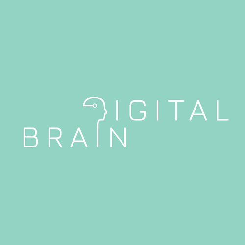 Tiffany blue logo with the title 'Minimalist logo for "Digital Brain"'