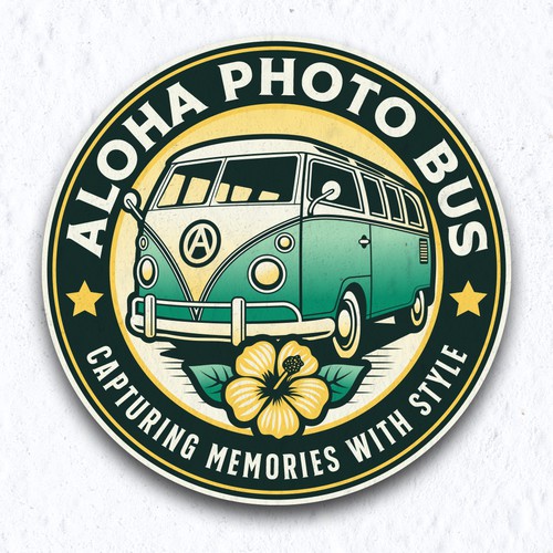 Photo booth design with the title 'Aloha Photo Bus'