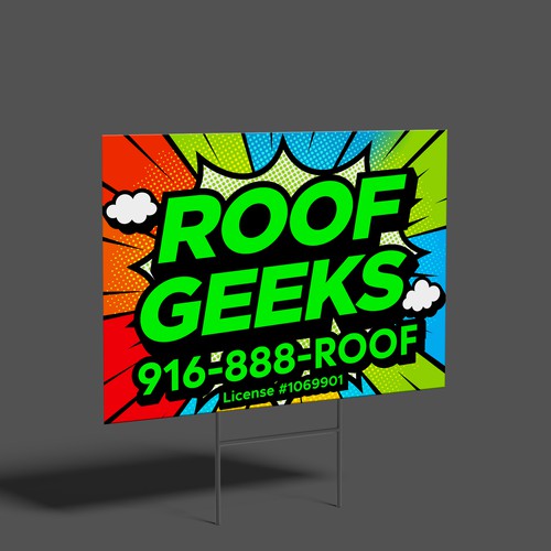 Yard design with the title 'Roof Geeks Yard Sign'