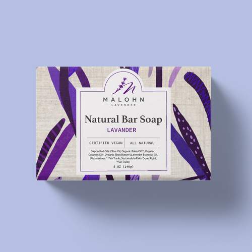 Soap packaging with the title 'Soap box for Malohn lavender'