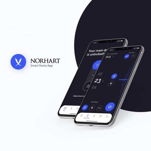 Room design with the title 'Norhart - Smart Home App'