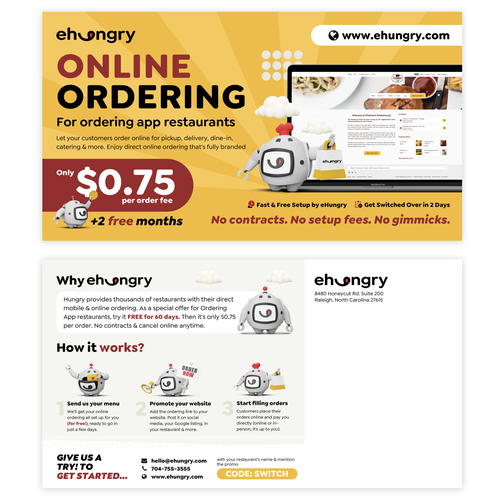 Online marketing design with the title 'Postcard design for the firm eHungry'