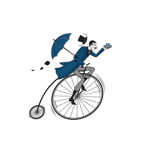 Sweet artwork with the title 'Illustration of lanky victorian-era man as mascot for candy business'