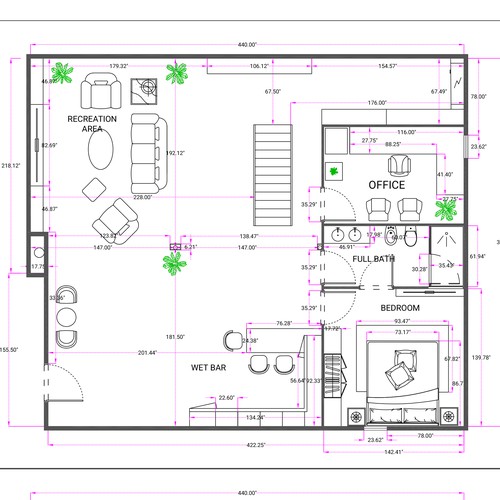 2-dimensional design with the title '2D & 3D Floor Plan Design'