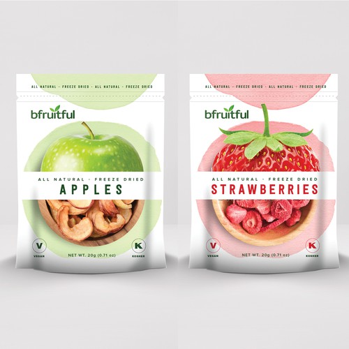Fruit packaging with the title 'Design for All Natural Freeze Dried Fruit '