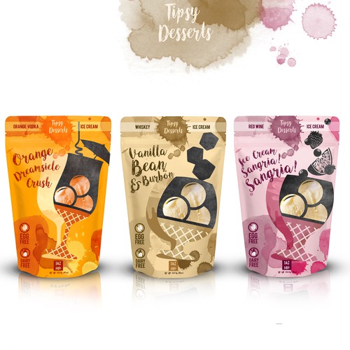 Ice cream packaging with the title 'Tipsy Deserts'