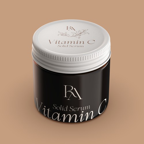 Mockup label with the title 'RA solid serum'