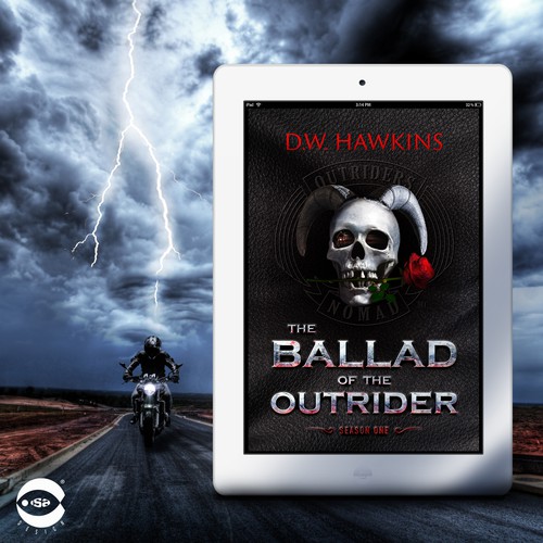 Thriller book cover with the title 'eBook Cover for "The Ballad of the Outrider" by D.W. Hawkins'