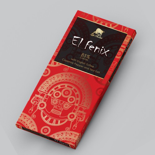 Aztec design with the title 'El Fenix chocolate'