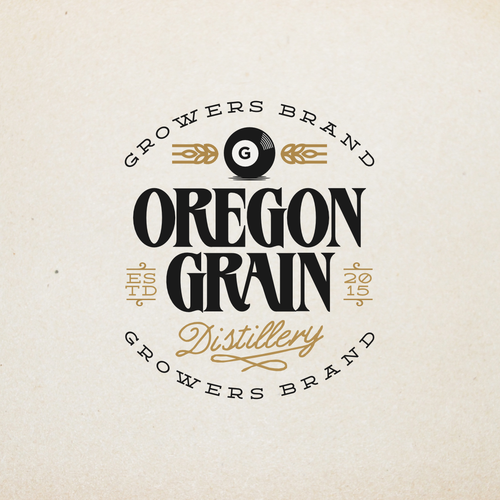 Distillery logo with the title 'Oregon Grain Distillery'