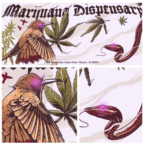 Mural illustration with the title 'marijuana'