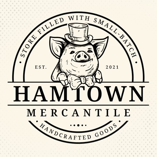 Bow tie logo with the title 'Hamtown Mercantile'