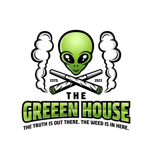 Alien logo with the title 'Funny logo concept for The Green House'