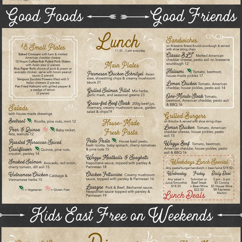 Doodle design with the title 'Fun & trendy menus'