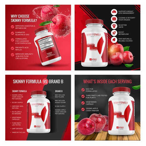 Apple design with the title 'Apple Cider Vinegar Amazon Listing Graphic '