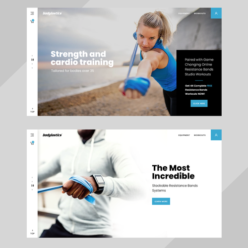 Health website with the title 'E-commerce webdesign for fitness products'