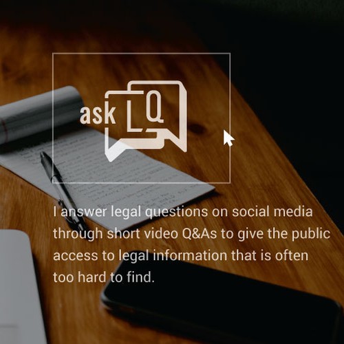 Legal design with the title '"Ask LQ" - Logo & Social Media Pack'