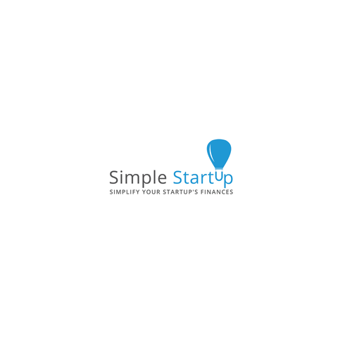 Sky blue logo with the title 'Attract entrepreneurs to Simple Startup with an inspiring logo!'