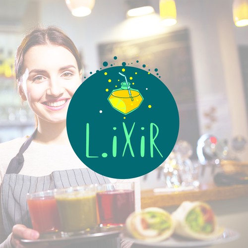 Elixir design with the title 'Logo concept for a juice shop'