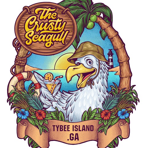 Full-color design with the title 'The Crusty Seagull'