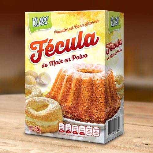 Cooking packaging with the title 'Fécula de Maíz/Powdered Corn Starch - Box'
