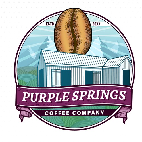 Sun brand with the title 'Purple Springs Coffee Company'