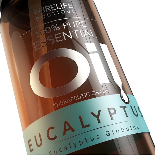 Rendering design with the title 'Essential Oils - Label Design'