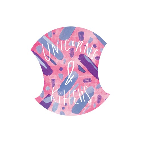 Confetti design with the title 'Unicorns & Kittens Prelim Design'