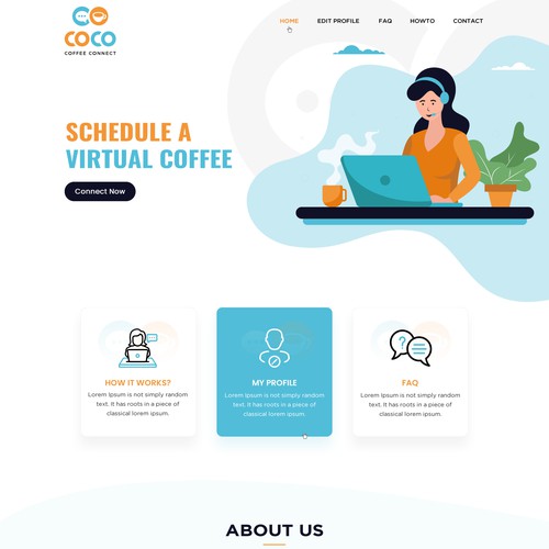 Coffee website with the title 'Virtual Coffee'