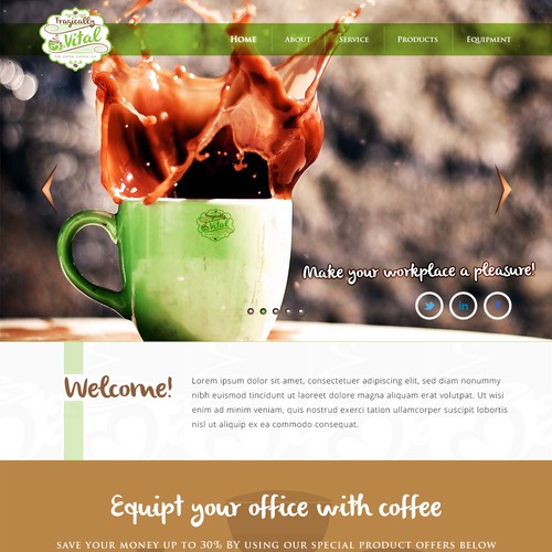 Coffee website with the title 'Tragically Vital the Fresh Coffee Co. needs a new website design'