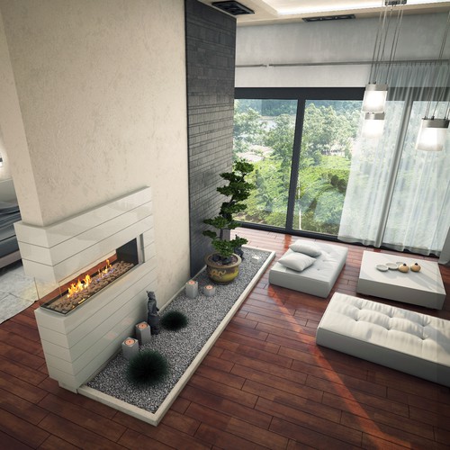 Bedroom design with the title 'Meditation area'