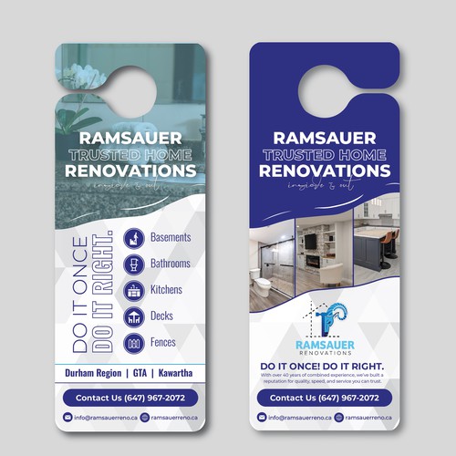 Direct mail design with the title 'Ramsauer Renovations Door Hanger'