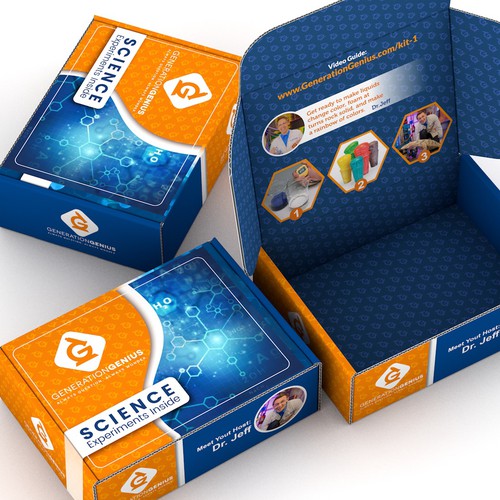 Kid's packaging with the title 'Modern, bold packaging desing concept for science kit'