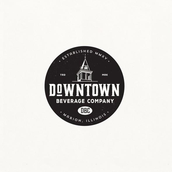 Downtown logo with the title 'LOGO DESIGN FOR DOWNTOWN BEVERAGE CO.'