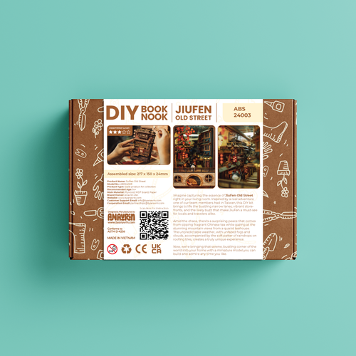 Sleeve design with the title 'Sleeve Design for DIY Book Nook Product'