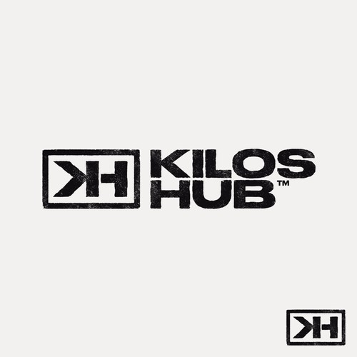 Gritty logo with the title 'Logo design for KILOS HUB'